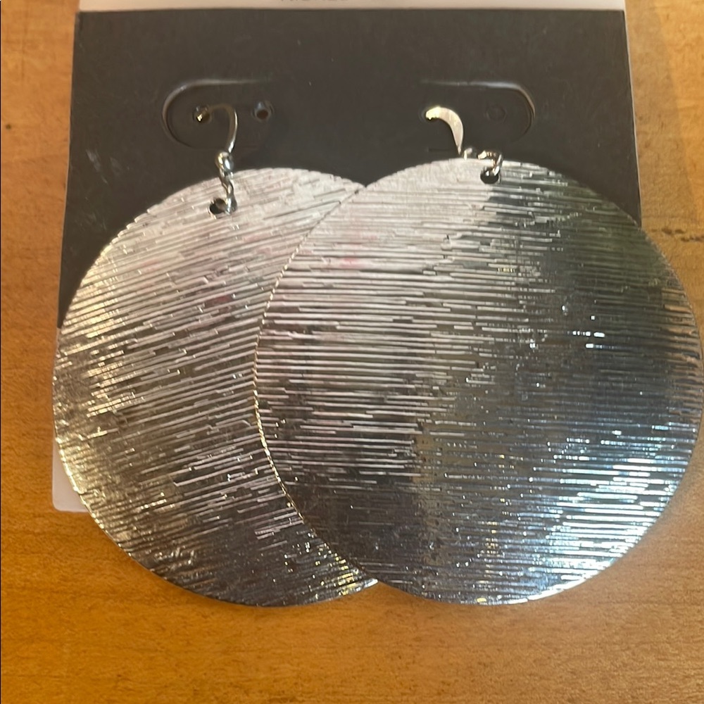 Textured Nickle Free Silver Disc Earrings